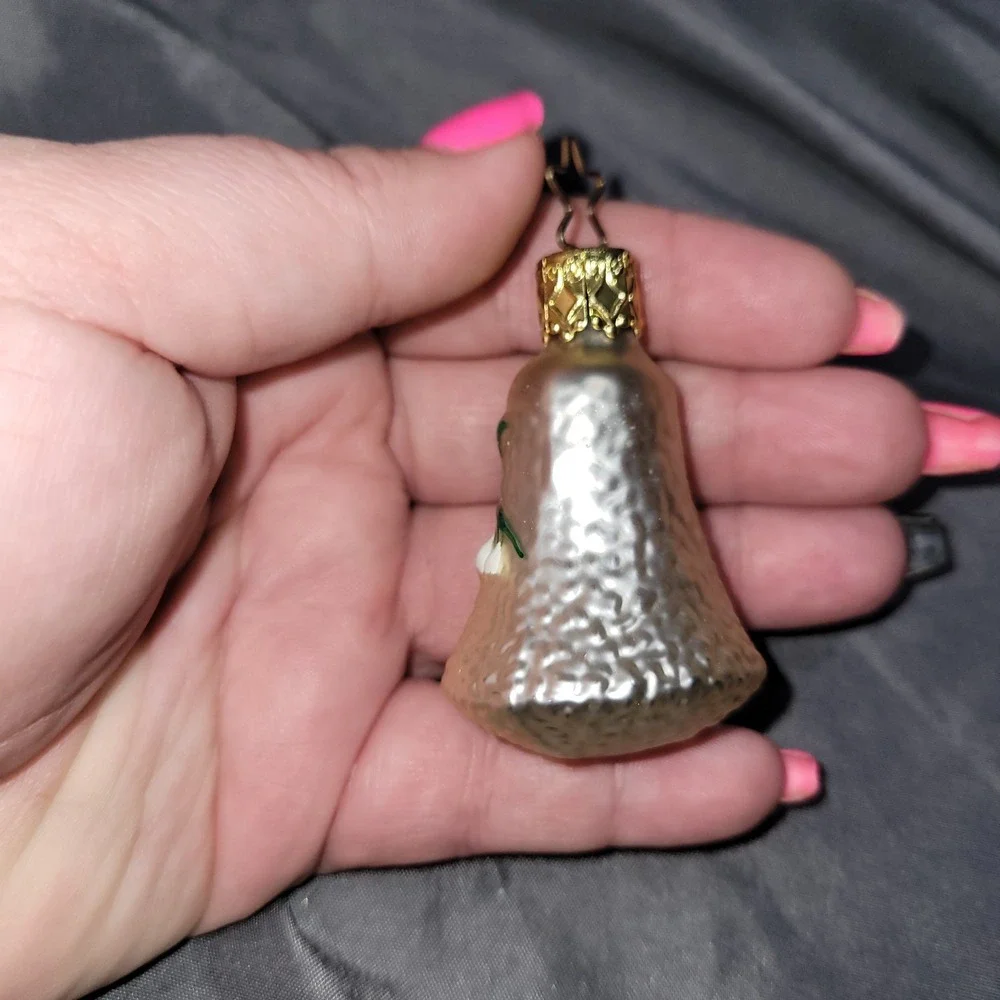 Vtg Inge Glas German Mouth-blown Glass Bell Lily Of Valley Ornament Handpainted